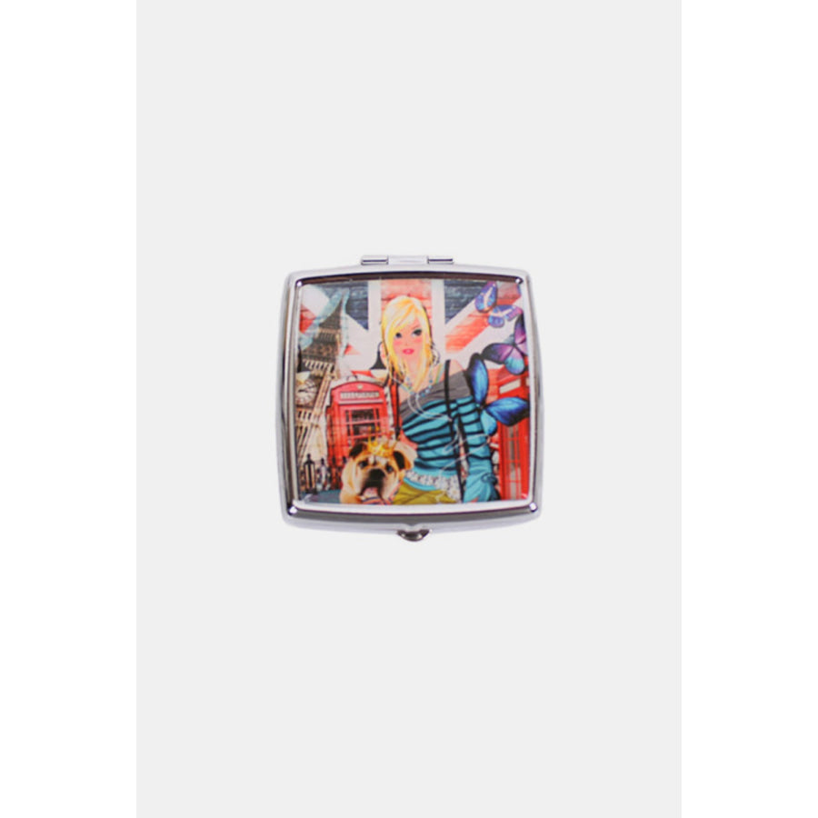 Nicole Lee USA Printed Metallic Square Pill Case London Girl / One Size Apparel and Accessories