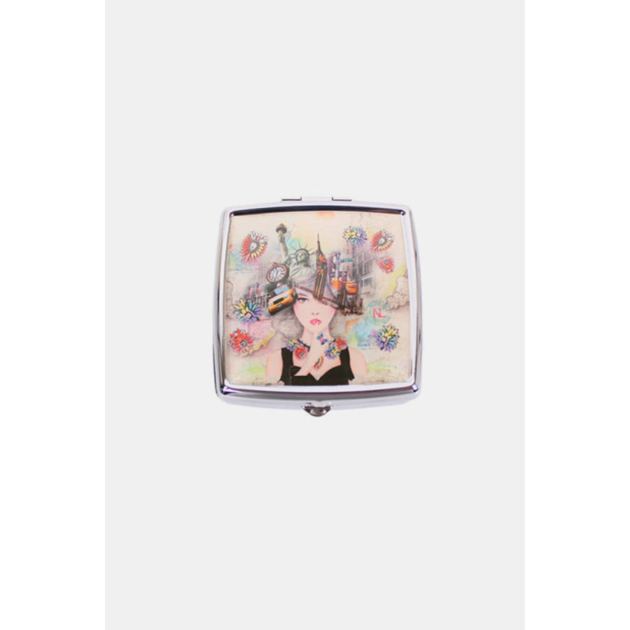 Nicole Lee USA Printed Metallic Square Pill Case New York / One Size Apparel and Accessories