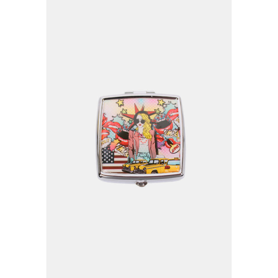 Nicole Lee USA Printed Metallic Square Pill Case Pop Girl / One Size Apparel and Accessories