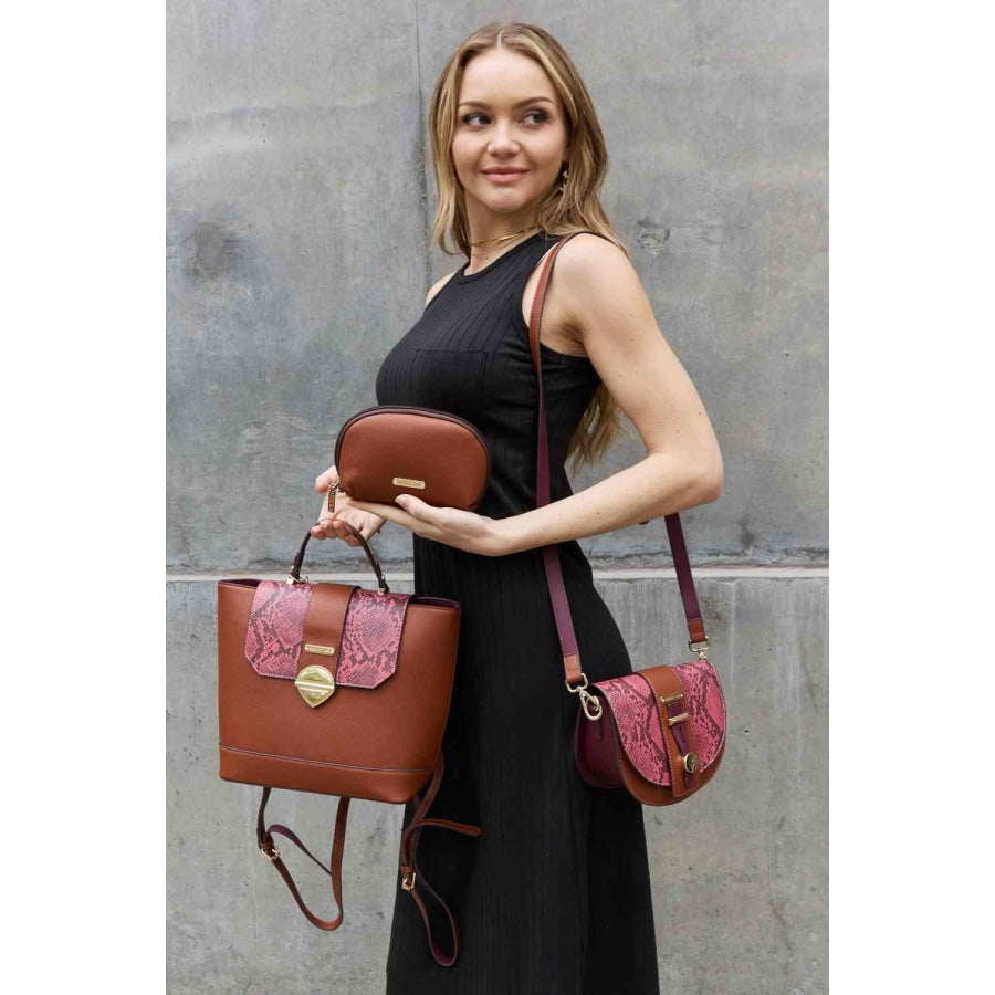 Nicole Lee USA Python 3-Piece Bag Set Moonlit Mauve / One Size Handbags