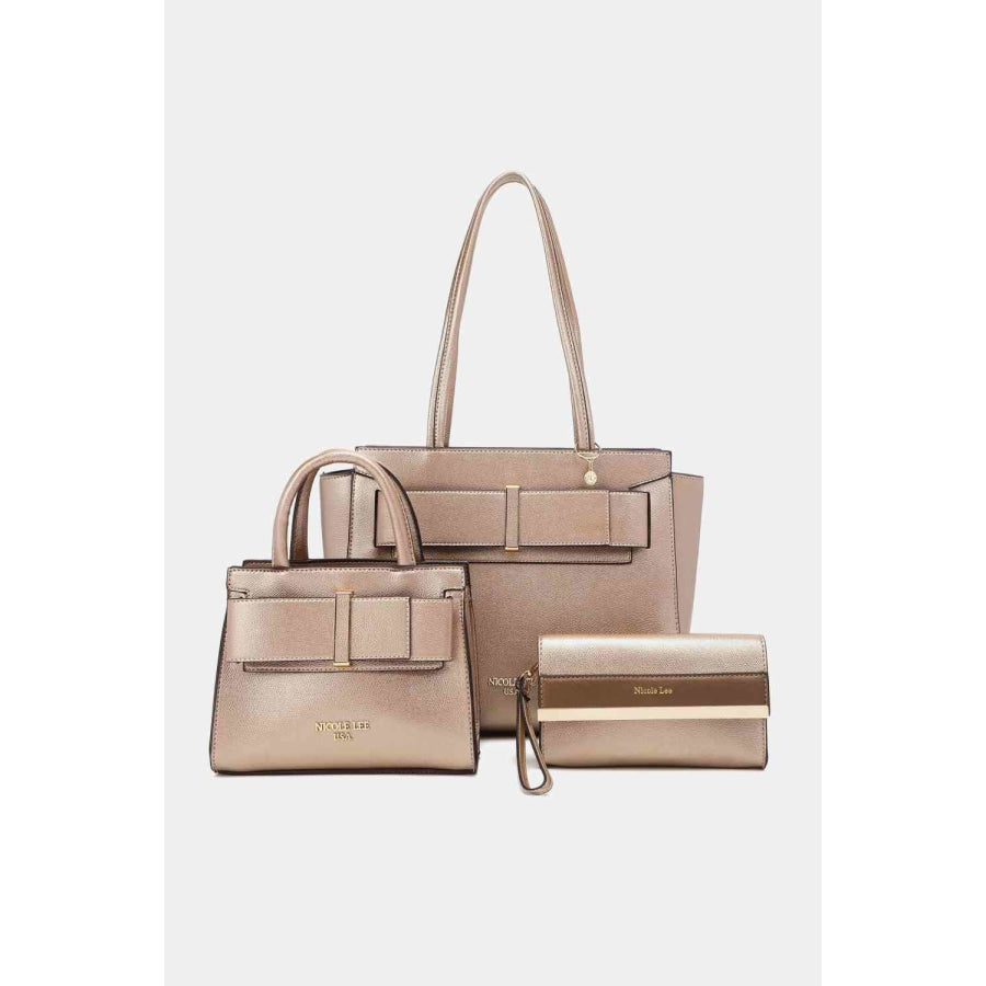 Nicole Lee USA Regina 3-Piece Satchel Bag Set Gold / One Size Handbags