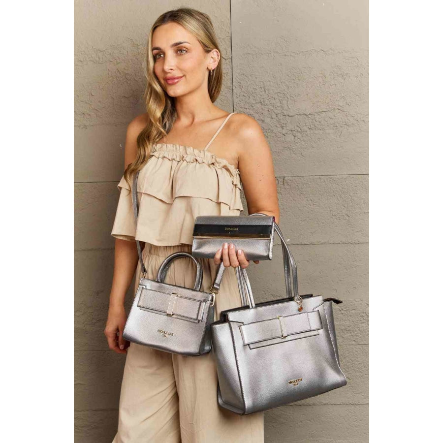 Nicole Lee USA Regina 3-Piece Satchel Bag Set Silver / One Size Handbags