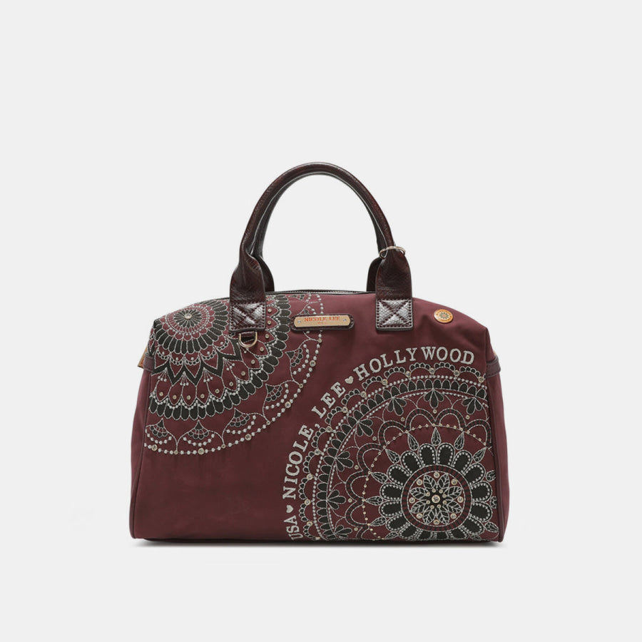 Nicole Lee USA rhinestone Decor Boston Bag Wine / One Size Apparel and Accessories