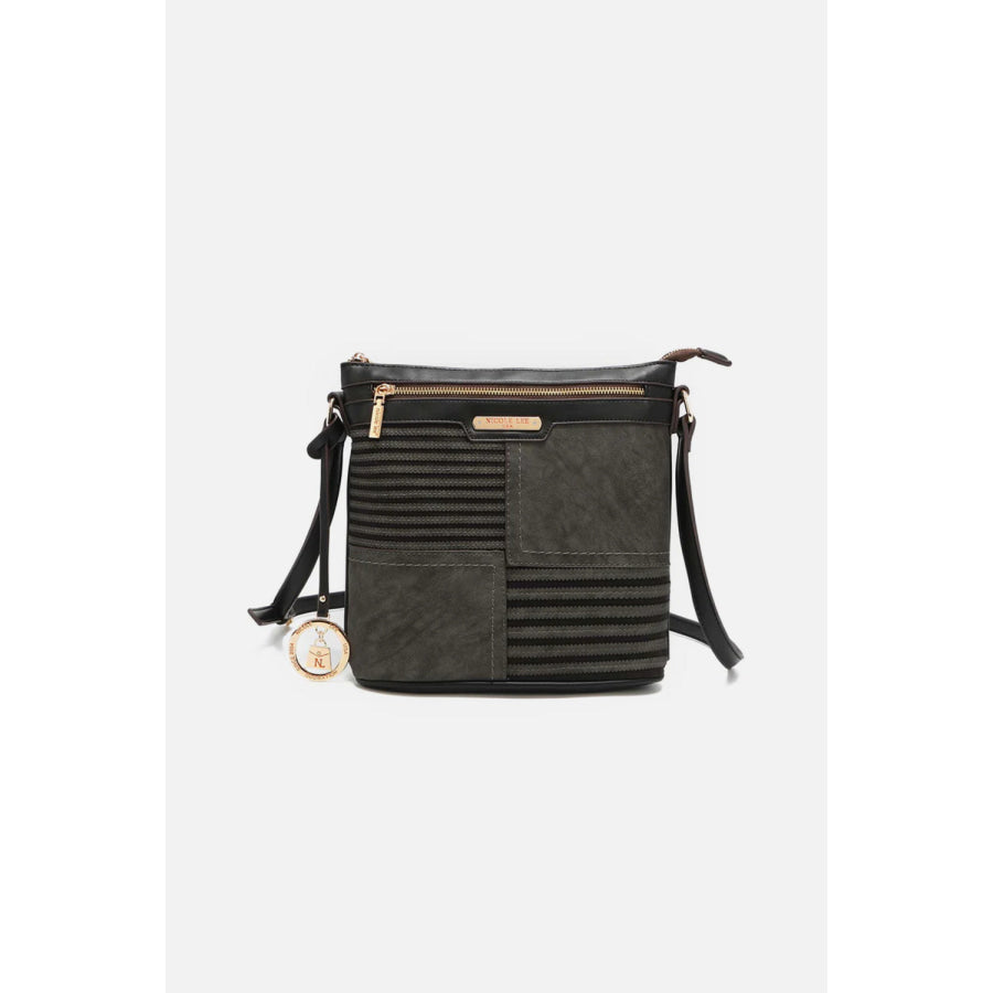Nicole Lee USA Scallop Stitched Crossbody Bag Black / One Size Apparel and Accessories