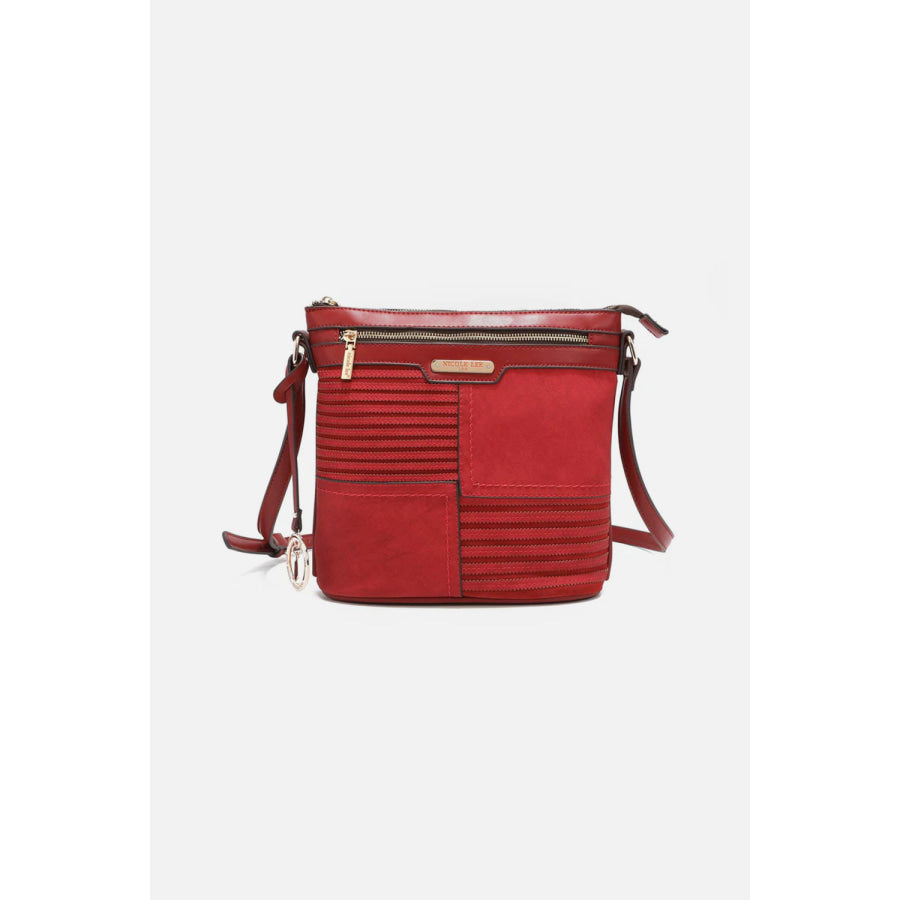 Nicole Lee USA Scallop Stitched Crossbody Bag Red / One Size Apparel and Accessories