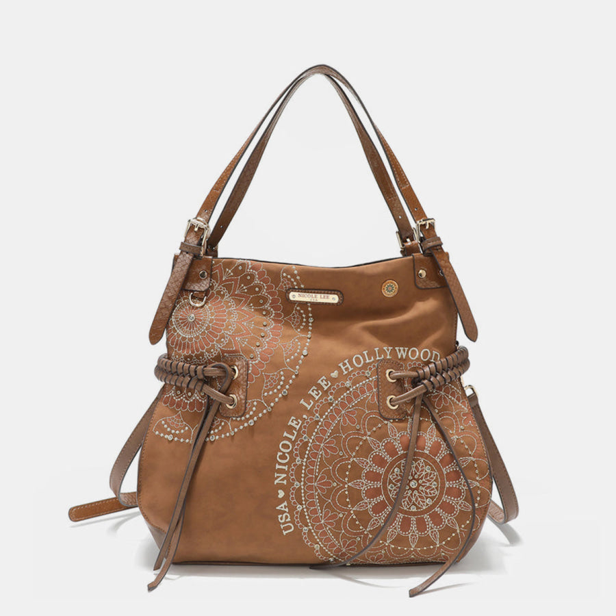 Nicole Lee USA Side Braided Tassel Inlaid Rhinestone Embroidery Hobo Bag Apparel and Accessories