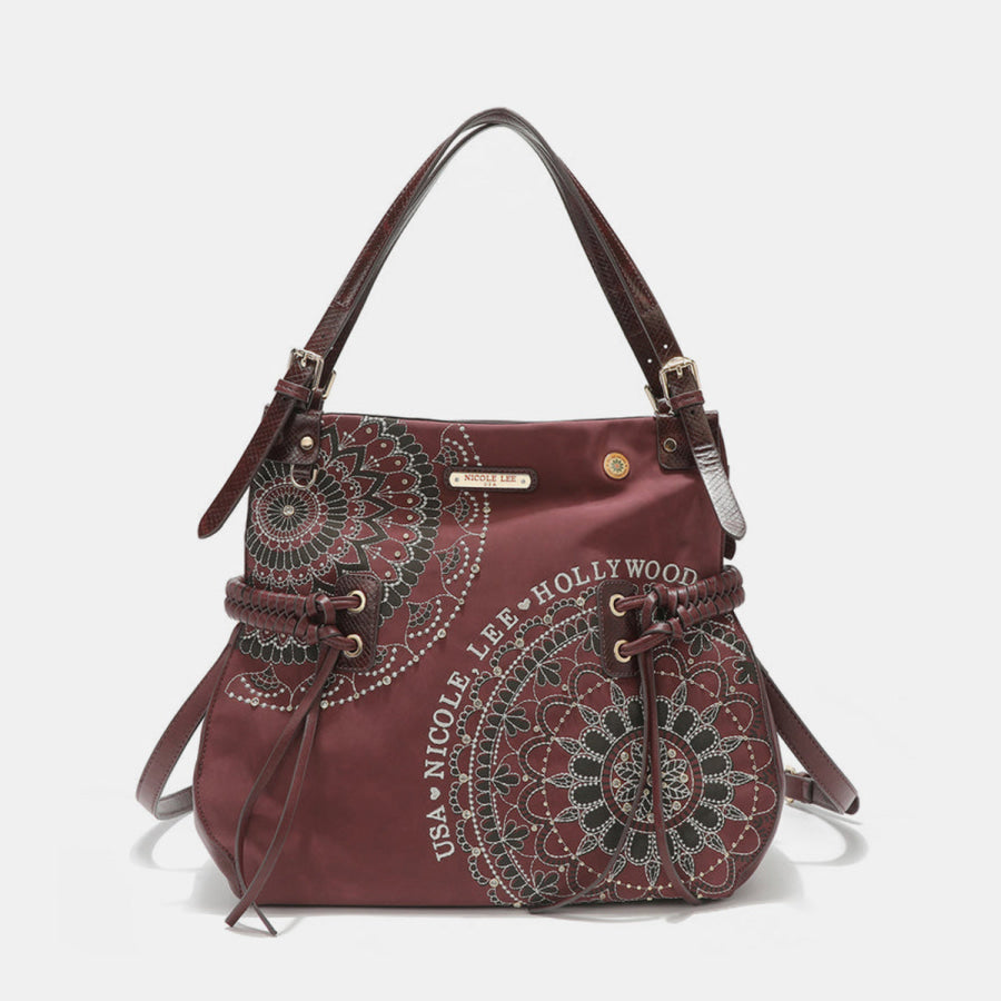 Nicole Lee USA Side Braided Tassel Inlaid Rhinestone Embroidery Hobo Bag Apparel and Accessories