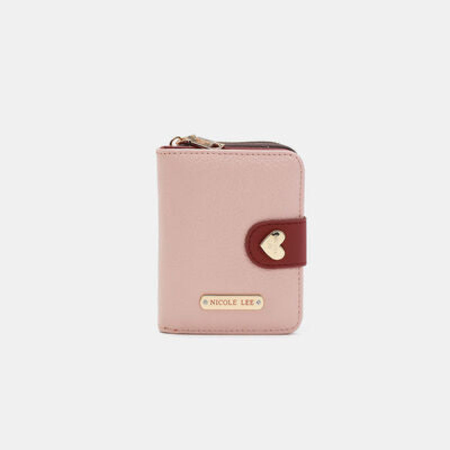 Nicole Lee USA Solid Heart Bifold Wallet PINK / One Size Apparel and Accessories