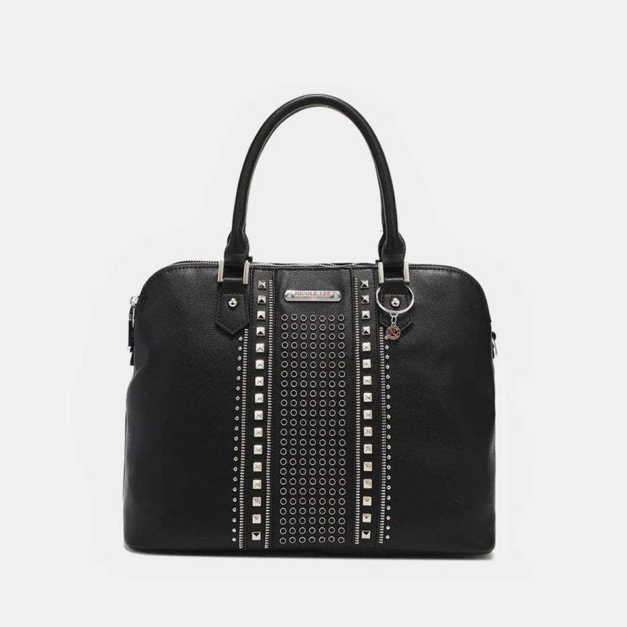 Nicole Lee USA Studded Decor Handbag Black / One Size Apparel and Accessories