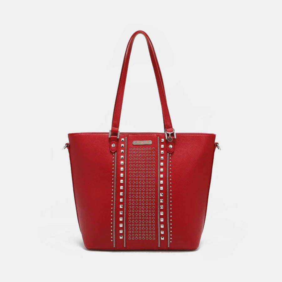 Nicole Lee USA Studded Decor Tote Bag Red / One Size Apparel and Accessories