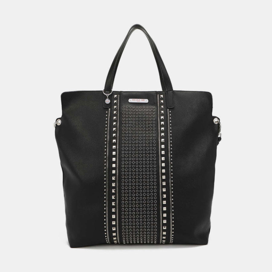 Nicole Lee USA Studded Large Tote Bag Black / One Size Apparel and Accessories