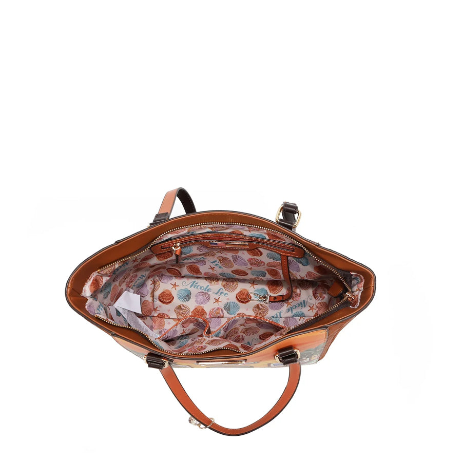 NICOLE LEE USA SUN AND SAND 3 PIECE SET (Handbag Crossbody Wallet) Handbags