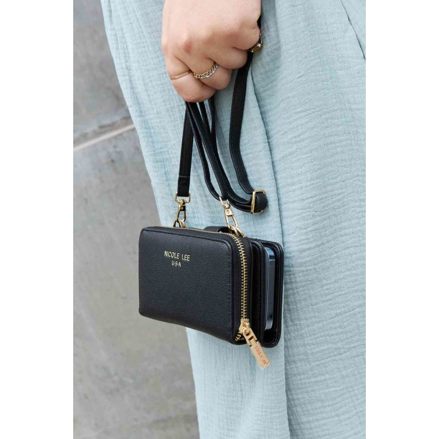 Nicole Lee USA Two-Piece Crossbody Phone Case Wallet Black / One Size Handbags