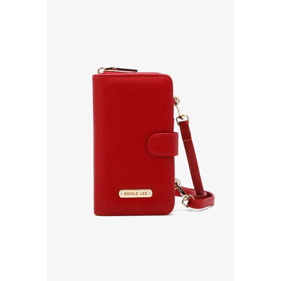 Nicole Lee USA Two-Piece Crossbody Phone Case Wallet Red / One Size Handbags