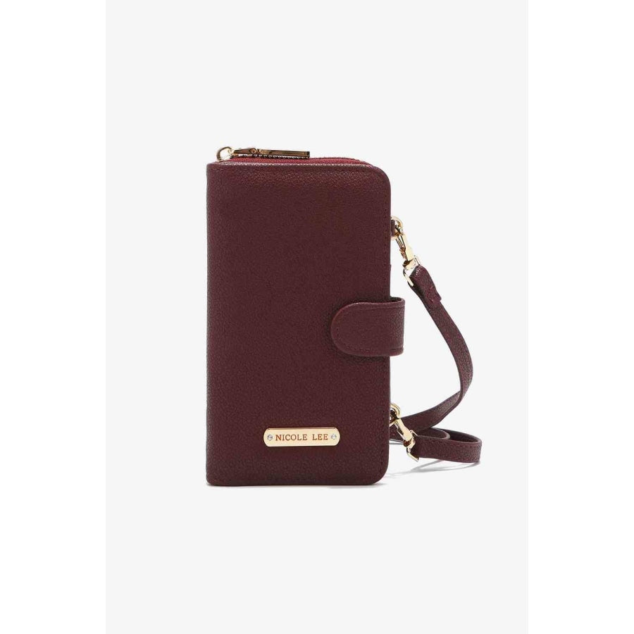 Nicole Lee USA Two-Piece Crossbody Phone Case Wallet Wine / One Size Handbags