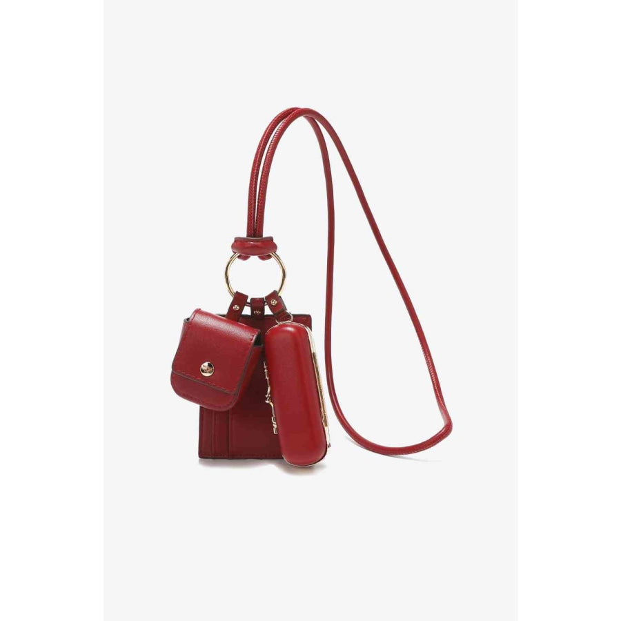 Nicole Lee USA Vegan Leather 3-Piece Lanyard Set Berry Red / One Size Handbags