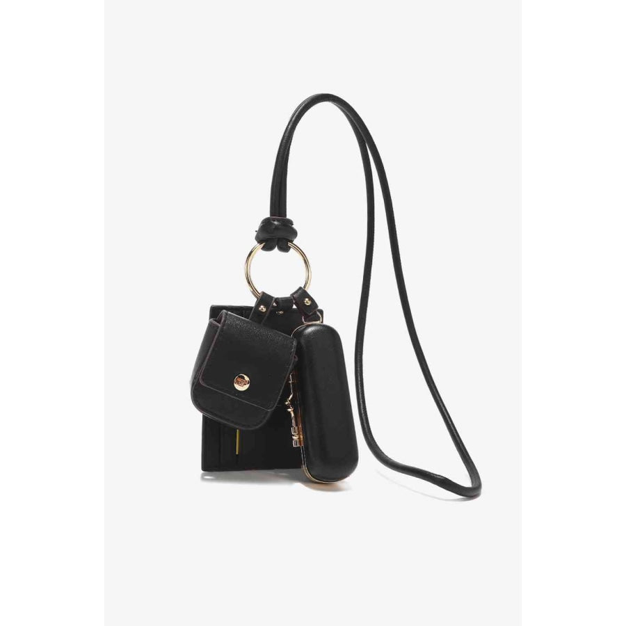 Nicole Lee USA Vegan Leather 3-Piece Lanyard Set Black / One Size Handbags