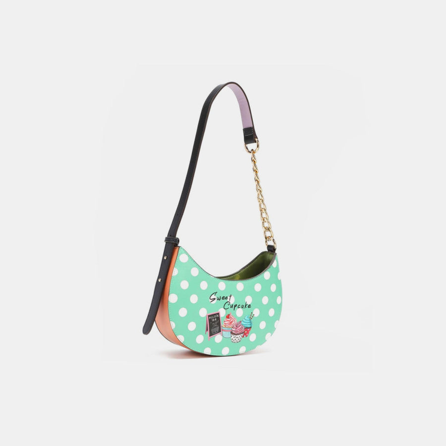 Nicole Lee USA Vegan Leather Polka Dot Shoulder Bag Cupcake Dog / One Size Apparel and Accessories