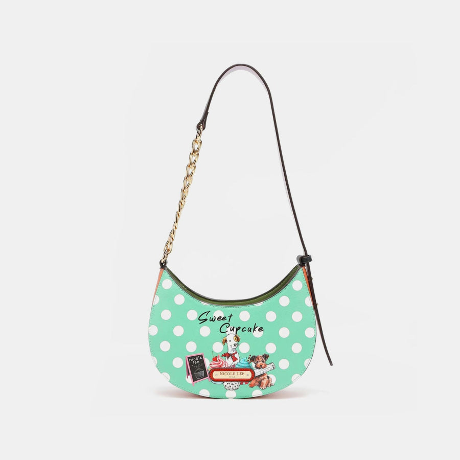 Nicole Lee USA Vegan Leather Polka Dot Shoulder Bag Cupcake Dog / One Size Apparel and Accessories