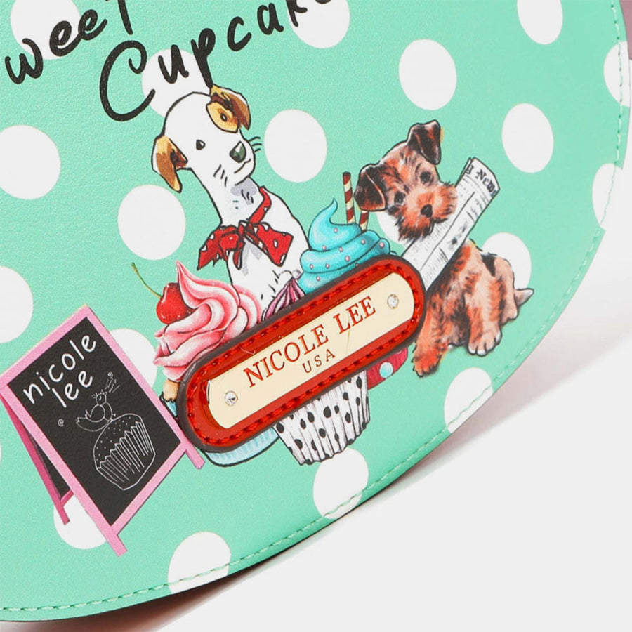 Nicole Lee USA Vegan Leather Polka Dot Shoulder Bag Cupcake Dog / One Size Apparel and Accessories