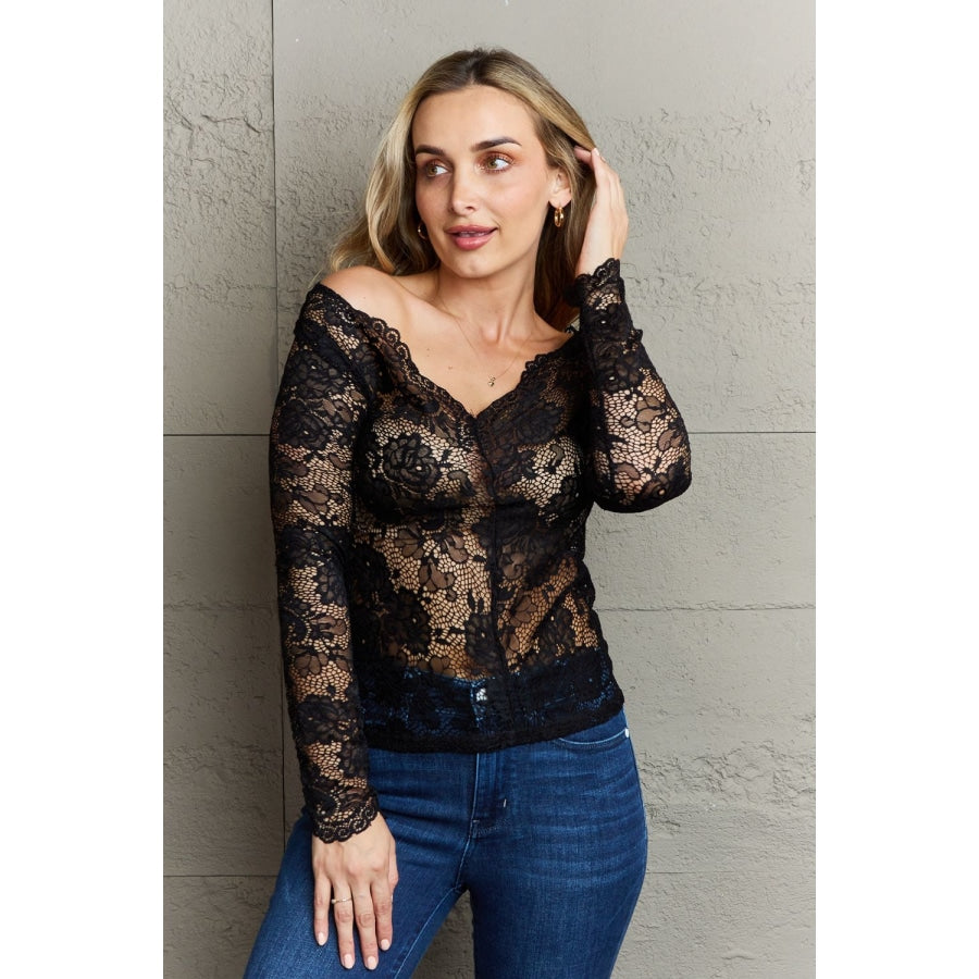 Ninexis Be Kind Off The Shoulder Lace Top Black / S