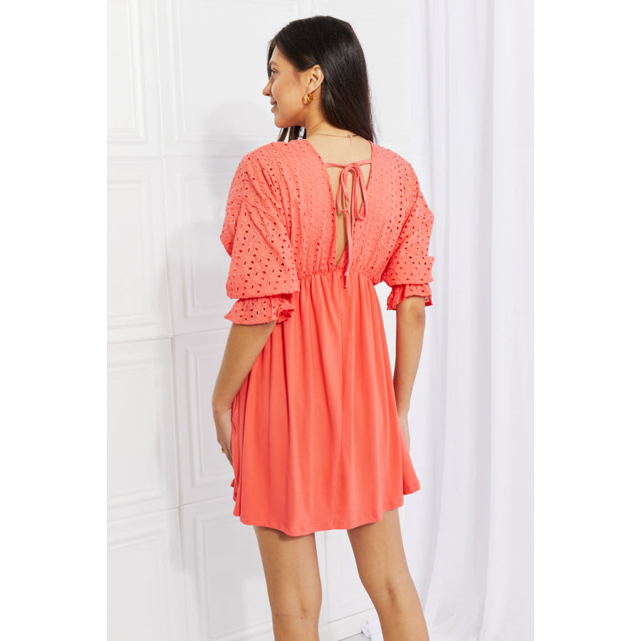 Ninexis Everyday Dreams Eyelet Contrast Dress Orange / S Apparel and Accessories