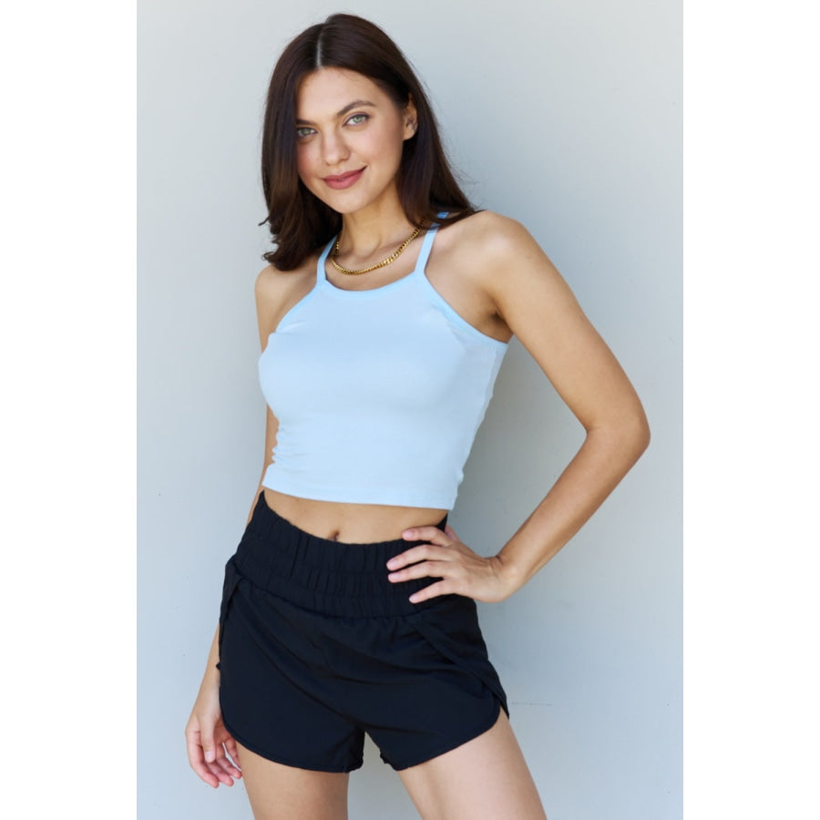 Ninexis Everyday Staple Soft Modal Short Strap Ribbed Tank Top in Blue