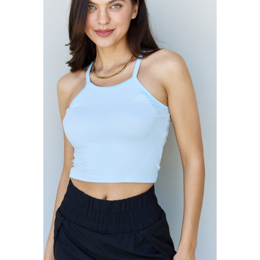 Ninexis Everyday Staple Soft Modal Short Strap Ribbed Tank Top in Blue