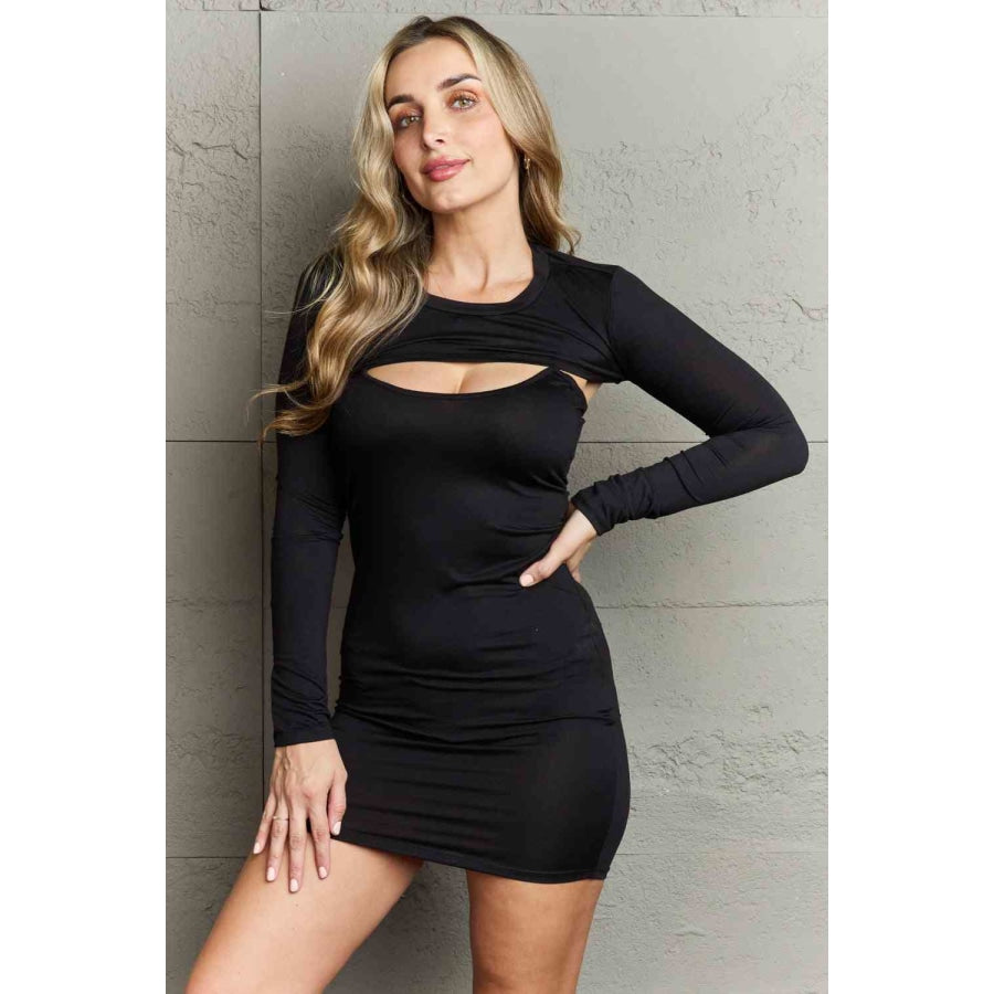 Ninexis Find Your Strength Bodycon Cutout Mini Dress Black / S Apparel and Accessories