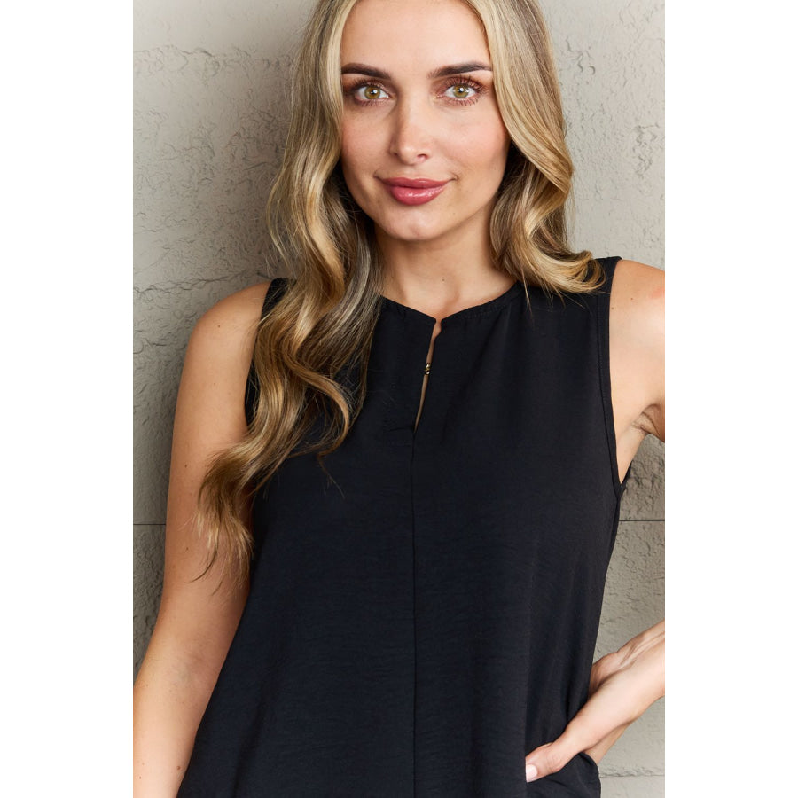 Ninexis First Glance Sleeveless Neckline Slit Top Apparel and Accessories