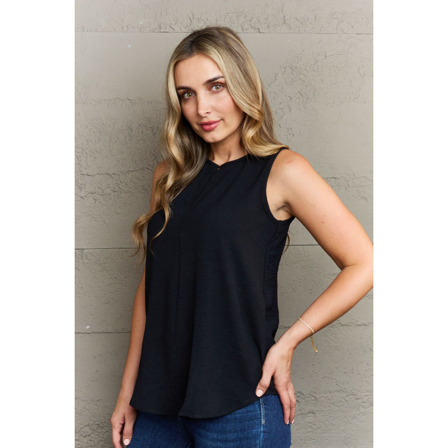 Ninexis First Glance Sleeveless Neckline Slit Top Apparel and Accessories