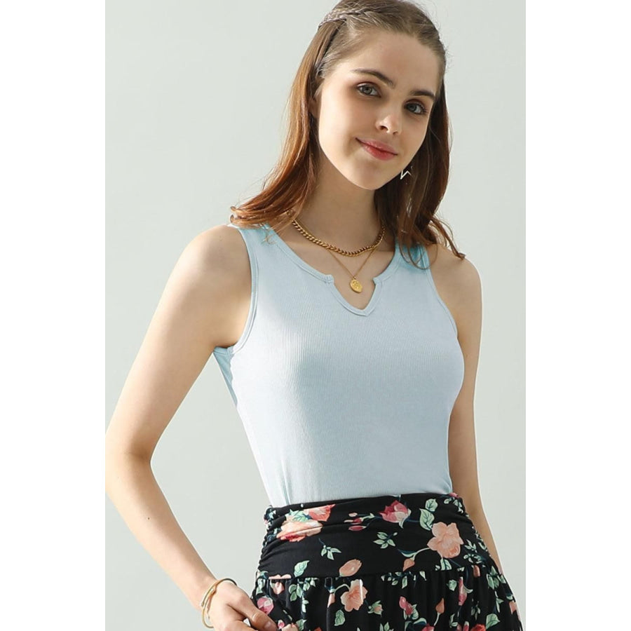 Ninexis Notched Rib Knit Tank Light Blue / S Apparel and Accessories