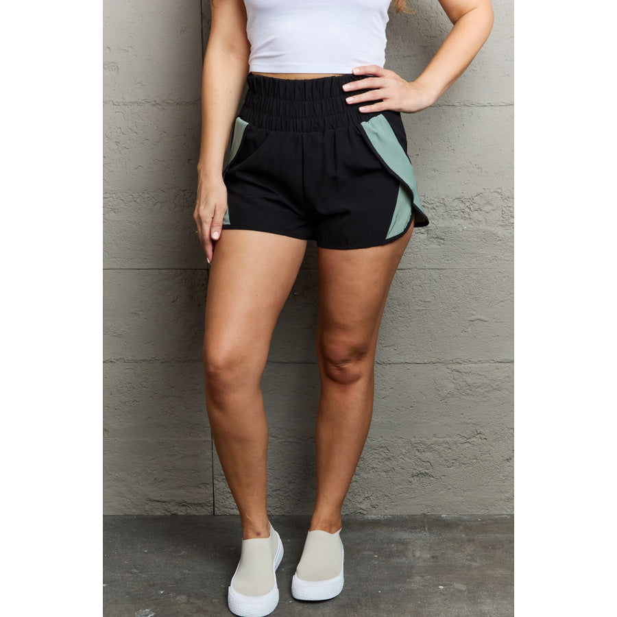 Ninexis Put In Work High Waistband Contrast Detail Active Shorts Black / S Apparel and Accessories