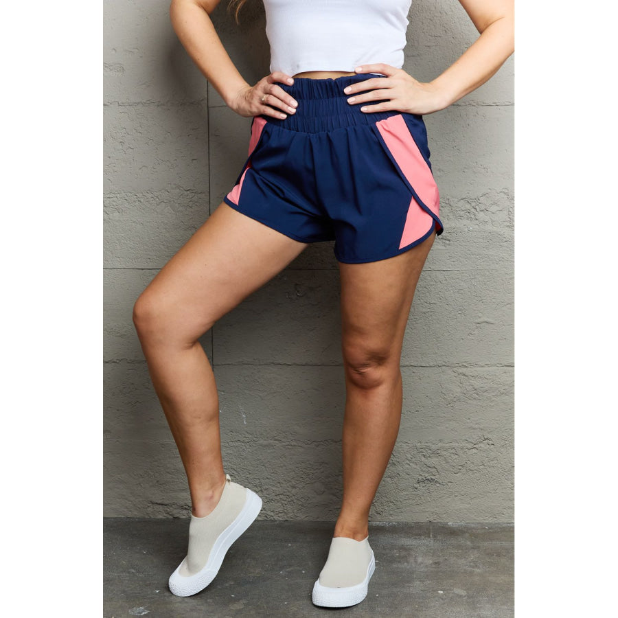 Ninexis Put In Work High Waistband Contrast Detail Active Shorts Navy / S Apparel and Accessories