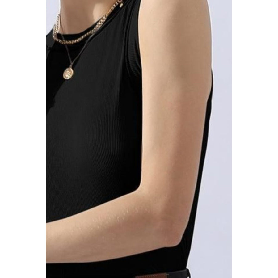 Ninexis Ribbed Round Neck Tank Black / S Apparel and Accessories