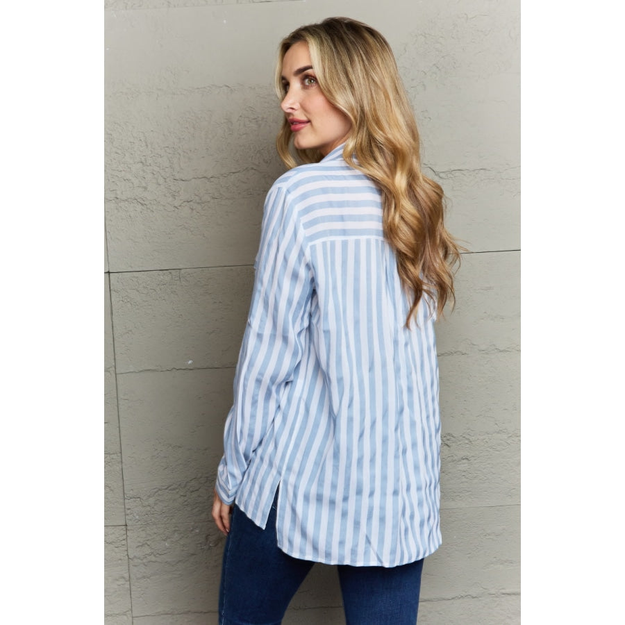Ninexis Take Your Time Collared Button Down Striped Shirt Stripe / S