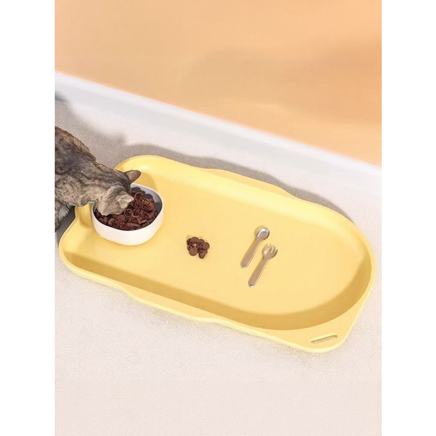 Non-Slip Pet Bowl with Tray Pastel Yellow / S Apparel and Accessories