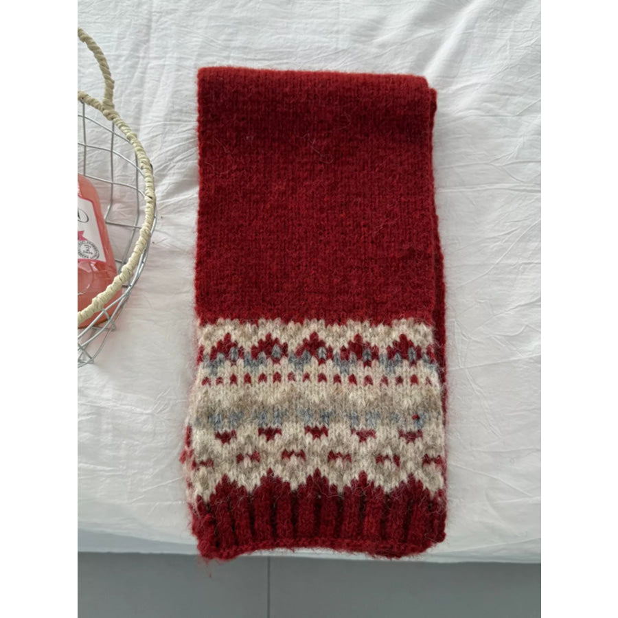 Nordic Pattern Knitted Winter Scarf Apparel and Accessories