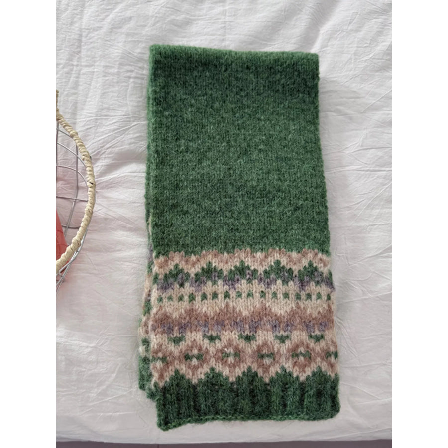 Nordic Pattern Knitted Winter Scarf Apparel and Accessories