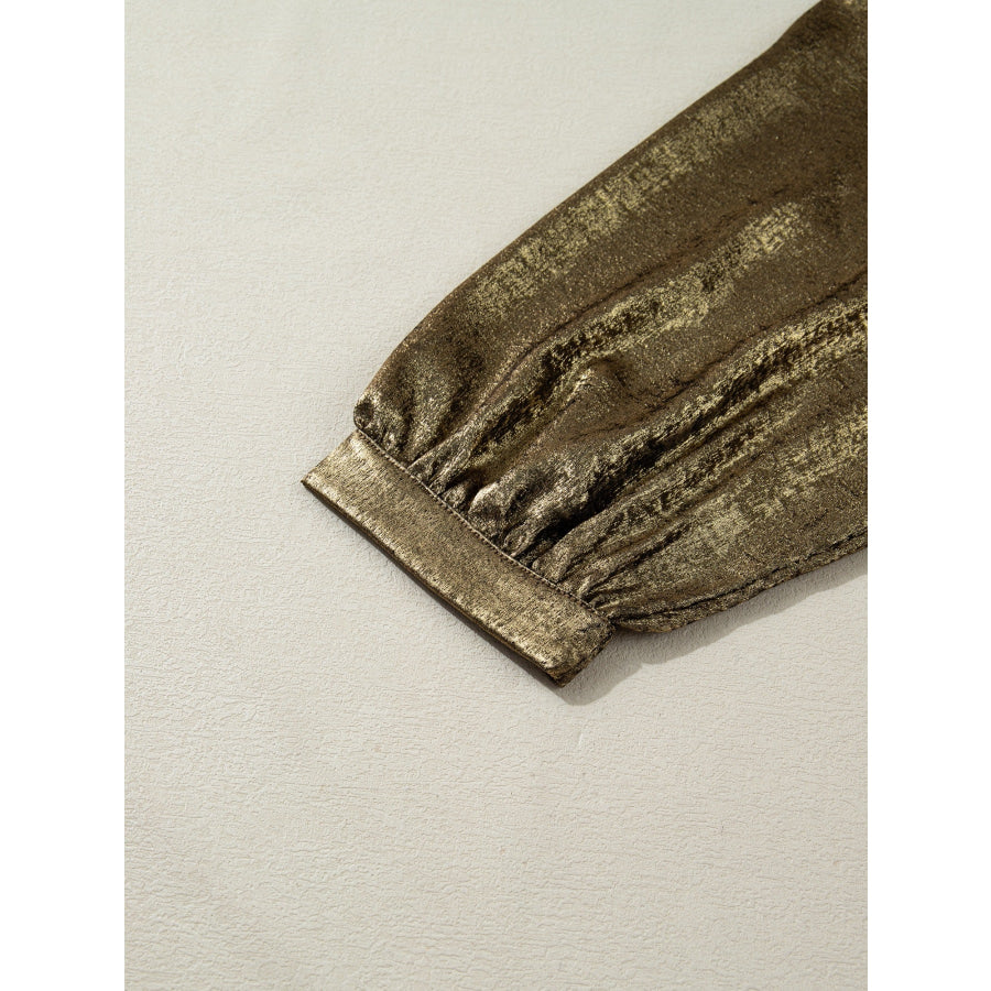 Notched 3/4 Sleeve Blouse Apparel and Accessories