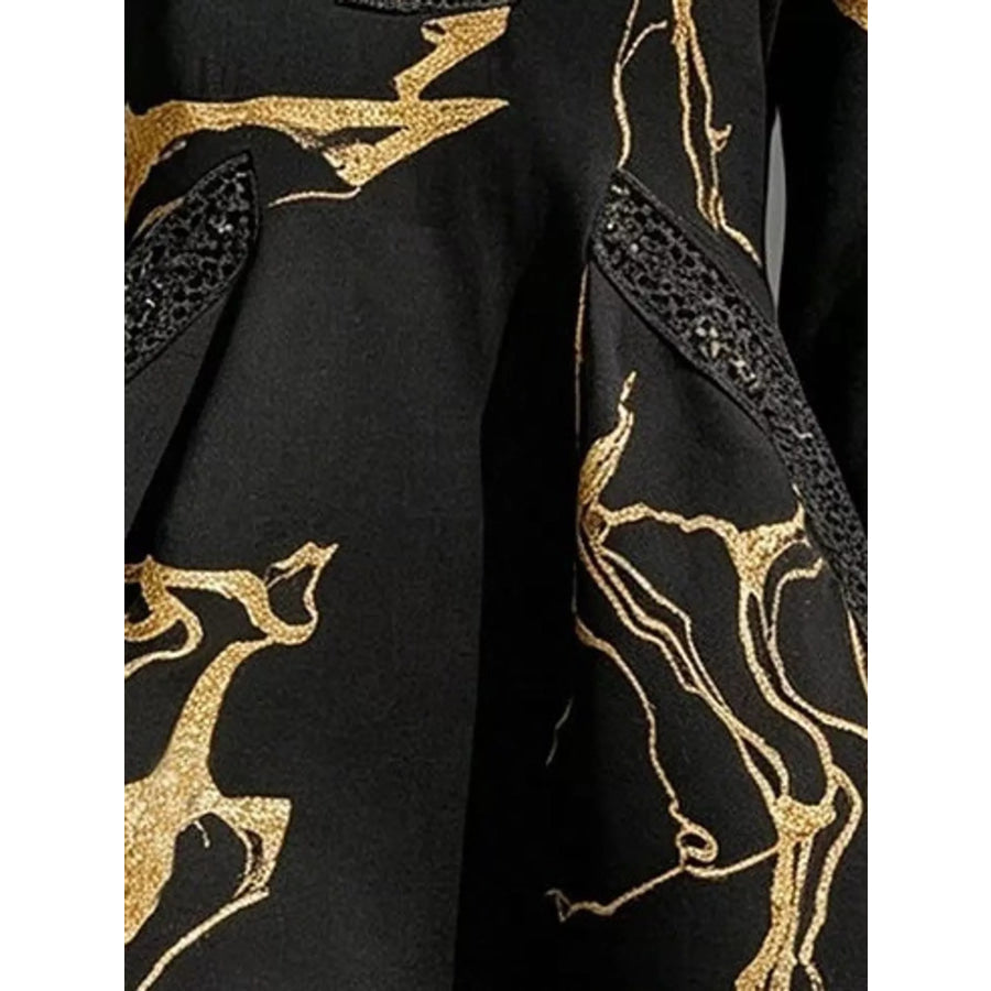 Notched 3/4 Sleeve Mini Dress Apparel and Accessories