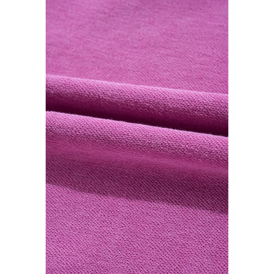 Notched Drop Shoulder Long Sleeve Sweatshirt Apparel and Accessories