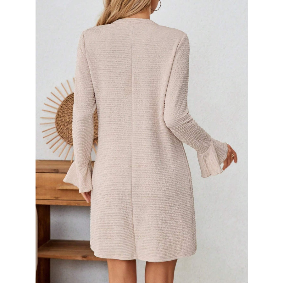 Notched Flare Sleeve Mini Dress Apparel and Accessories