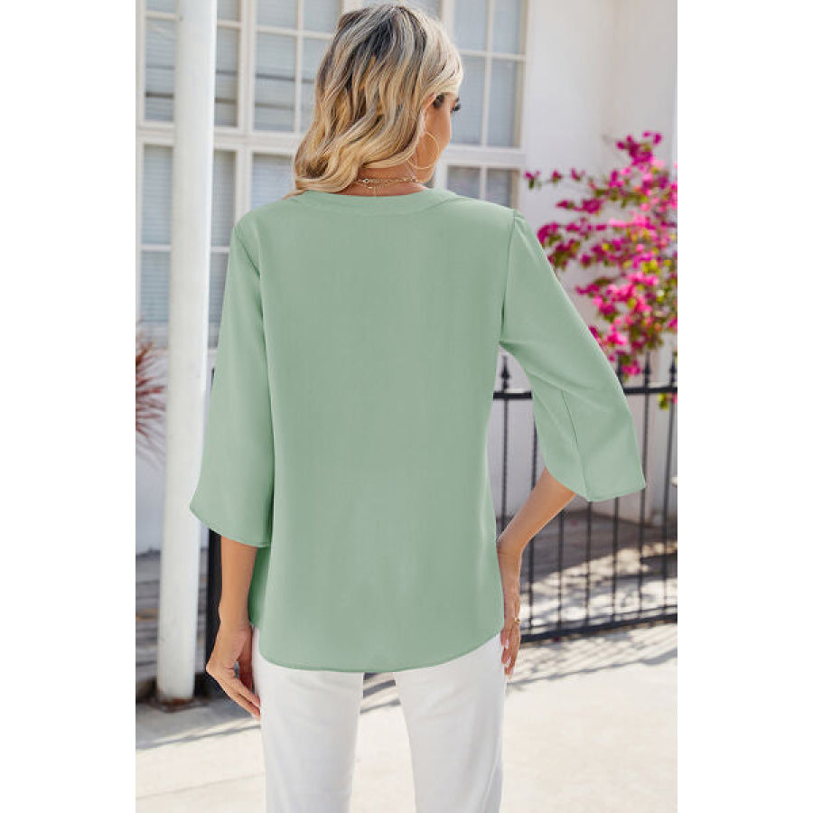 Notched Half Button T - Shirt Apparel and Accessories