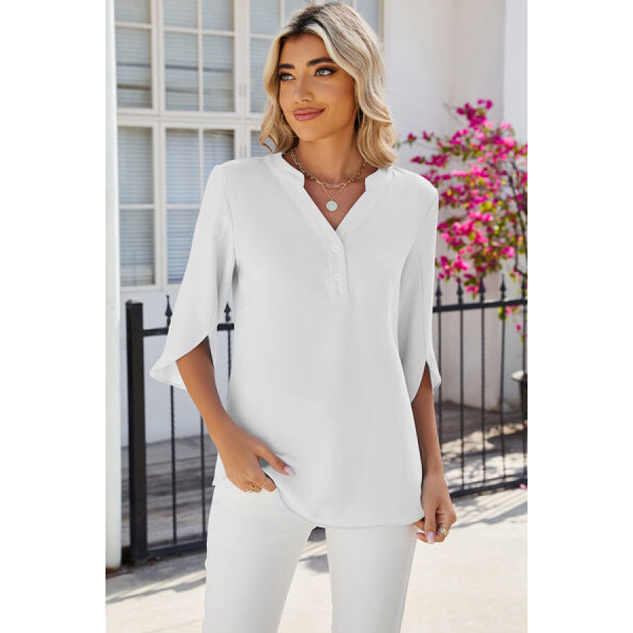 Notched Half Button T - Shirt Apparel and Accessories