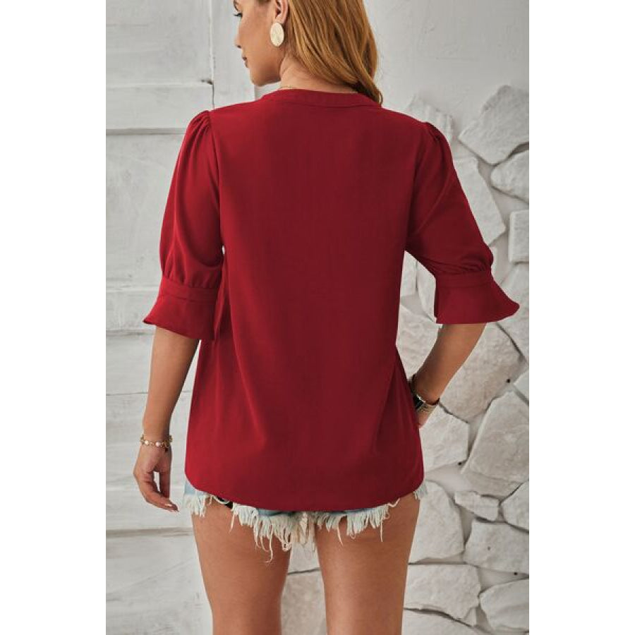 Notched Half Sleeve T - Shirt Apparel and Accessories