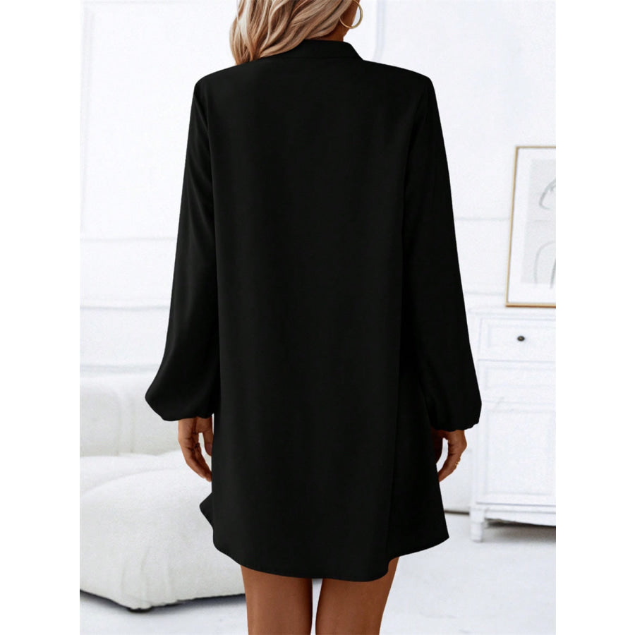 Notched Long Sleeve Mini Dress Apparel and Accessories