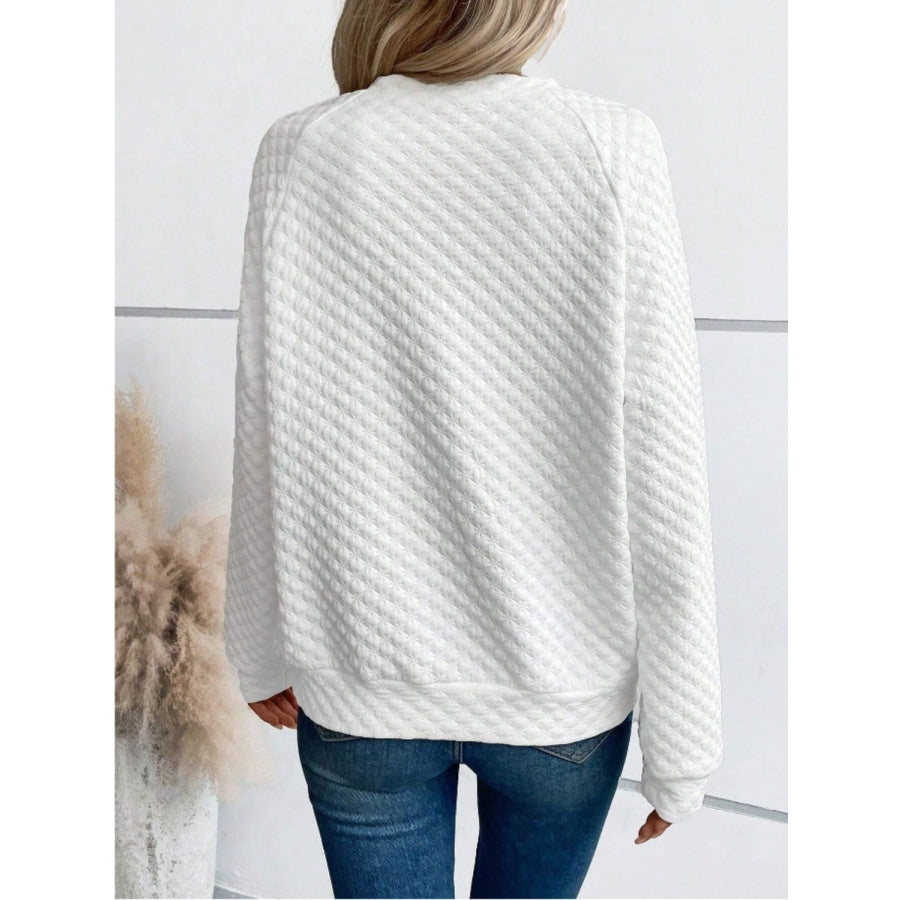 Notched Long Sleeve Sweatshirt Apparel and Accessories