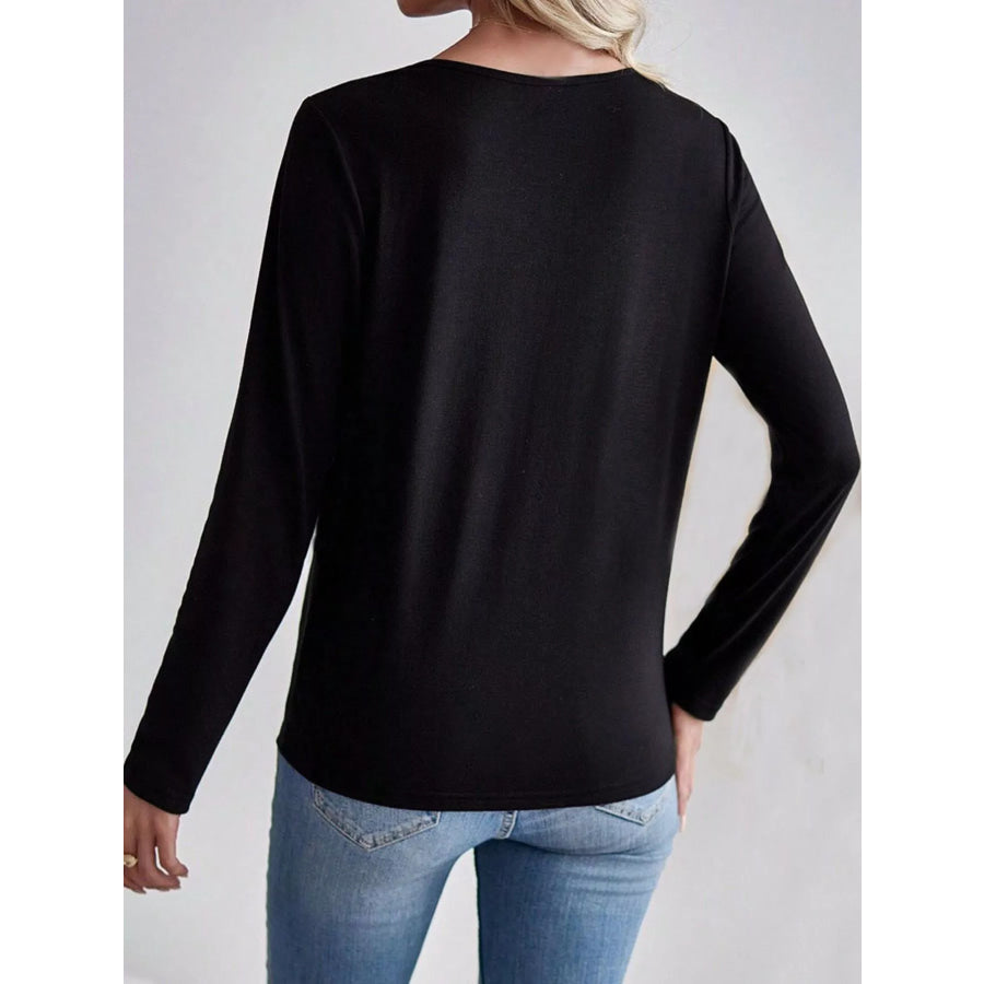 Notched Long Sleeve T-Shirt Apparel and Accessories