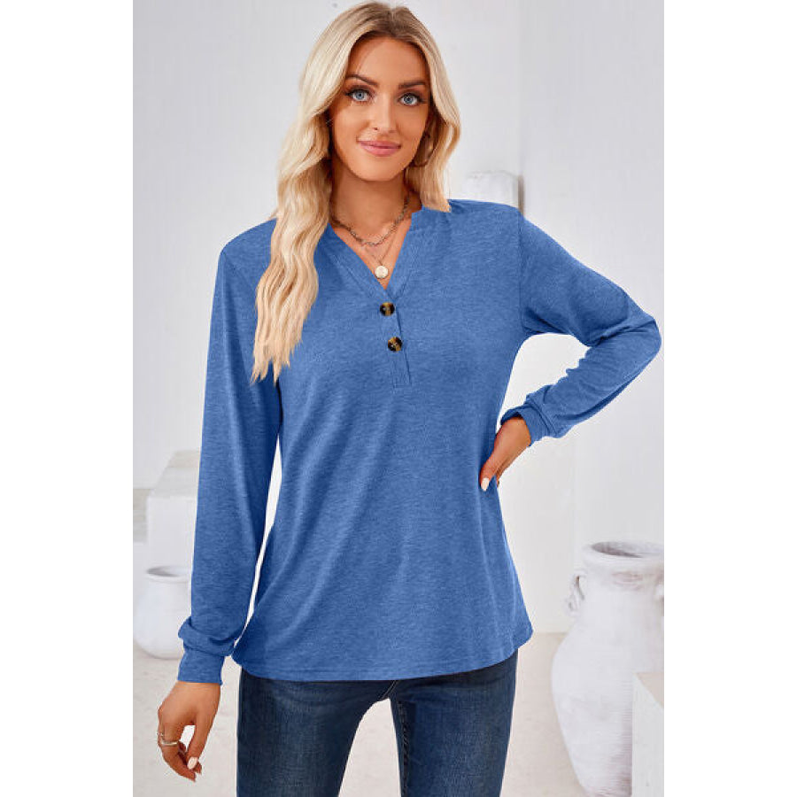 Notched Long Sleeve T - Shirt Apparel and Accessories